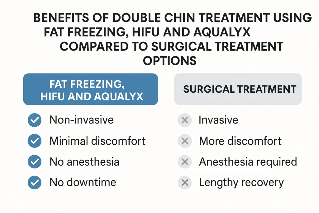 Graphic about the benefits of double chin treatment Kensington and Chelsea - from LA LIPO