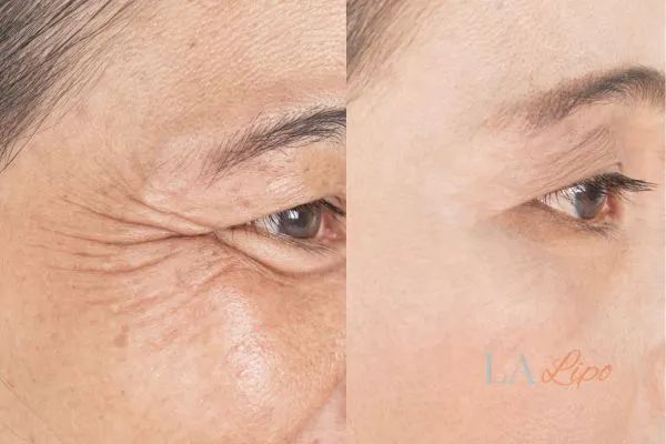 Before and after results of woman - HI-fu wrinkles reduction treatment Kensington and Chelsea