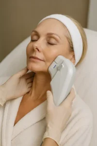 Woman receiving HIFU non surgical facelift treatment Kensington and Chelsea